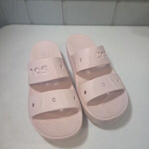 CROCS Womens Light Pink Baya Platform Slip On Sandals Size 8 Beach Double Strap